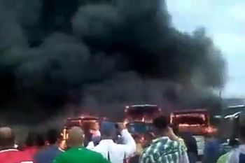 حريق مهول يأتي على عدة حافلات بالمحطة الطرقية باب بوجلود بفاس