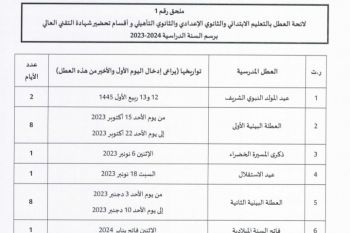 وزارة التربية الوطنية تعلن عن برنامج عطل الموسم الدراسي 2023 2024